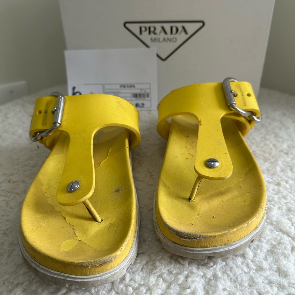 Prada Yellow Slide Sandals. Size 38 - Picture 2 of 6
